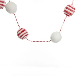 Red and White Candy Cane Stripe Ball Garland Tree Garlands|
