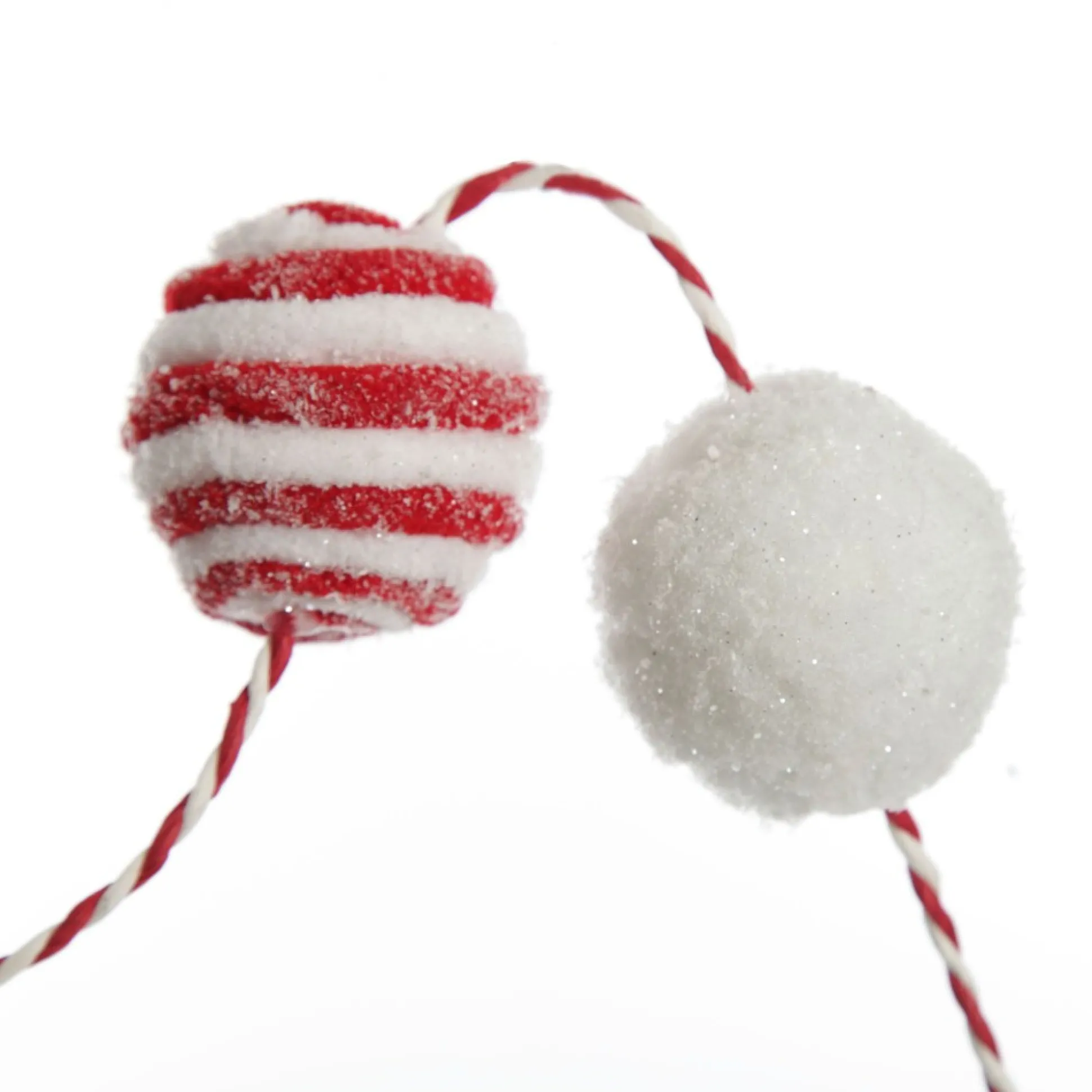 Red and White Candy Cane Stripe Ball Garland Tree Garlands|
