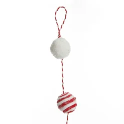 Red and White Candy Cane Stripe Ball Garland Tree Garlands|