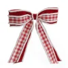 Red and White Check Christmas Bow with Fur Trim Christmas Bells And Bows|