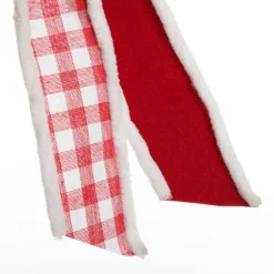 Red and White Check Christmas Bow with Fur Trim Christmas Bells And Bows|