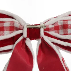 Red and White Check Christmas Bow with Fur Trim Christmas Bells And Bows|