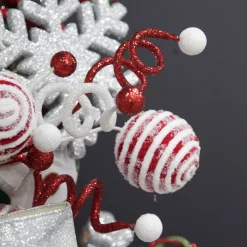 Red and White Glitter Curly Christmas Pick Christmas Tree Picks|