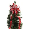 Red and White Glitter Plaid Deluxe Tree Topper Bow with Streamers Tree Toppers|
