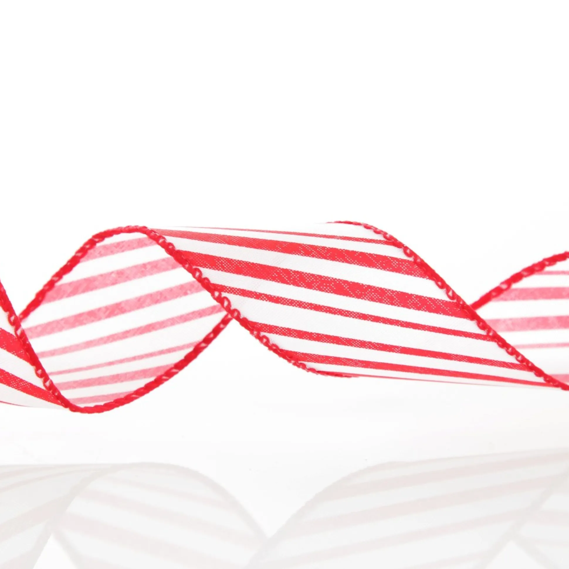Red and White Peppermint Striped Wired Ribbon Ribbons|