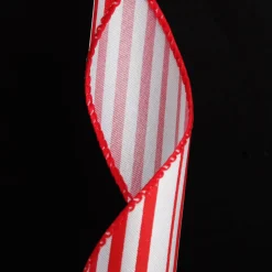 Red and White Peppermint Striped Wired Ribbon Ribbons|