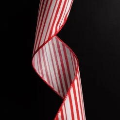 Red and White Peppermint Striped Wired Ribbon Ribbons|
