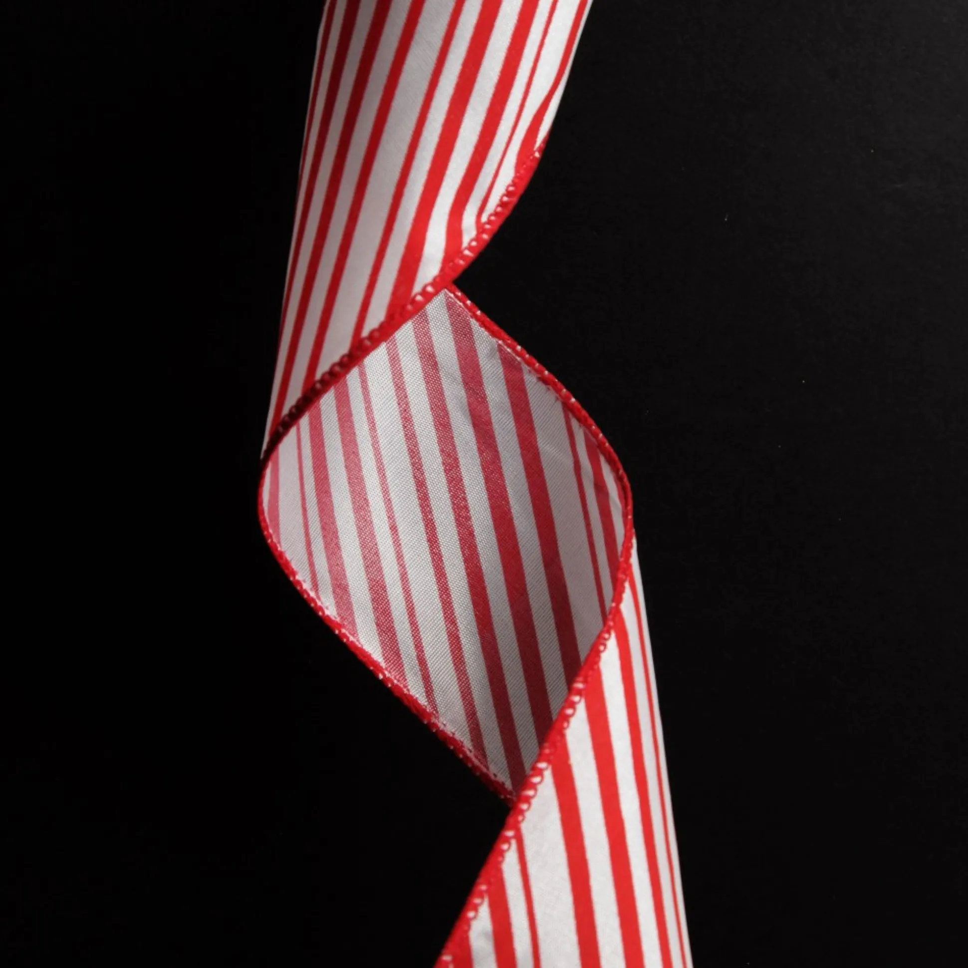 Red and White Peppermint Striped Wired Ribbon Ribbons|