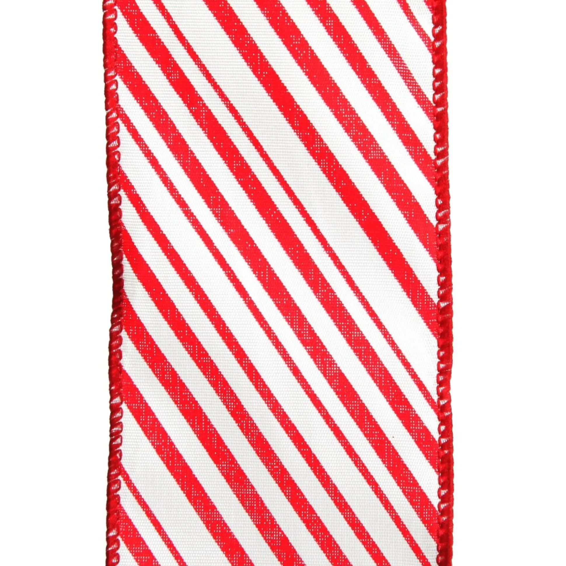 Red and White Peppermint Striped Wired Ribbon Ribbons|
