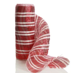 Red and White Stripe Decomesh Roll Decomesh|