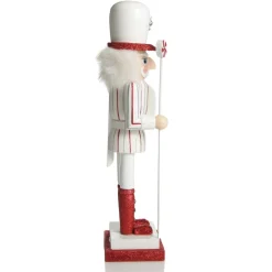 Red and White Stripe Jacket Peppermint Candy Wooden Nutcracker Extra Large Christmas Nutcrackers|
