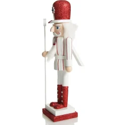 Red and White Stripe Jacket Peppermint Candy Wooden Nutcracker Extra Large Christmas Nutcrackers|