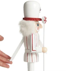 Red and White Stripe Jacket Peppermint Candy Wooden Nutcracker Extra Large Christmas Nutcrackers|