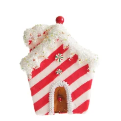 Red and White Striped Velvet Christmas House Tree Decoration Christmas Tree Decorations|
