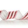 Red and White Striped Wired Christmas Ribbon Ribbons|