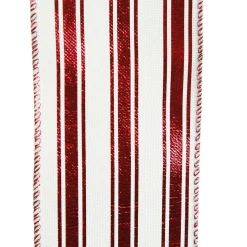 Red and White Striped Wired Christmas Ribbon Ribbons|