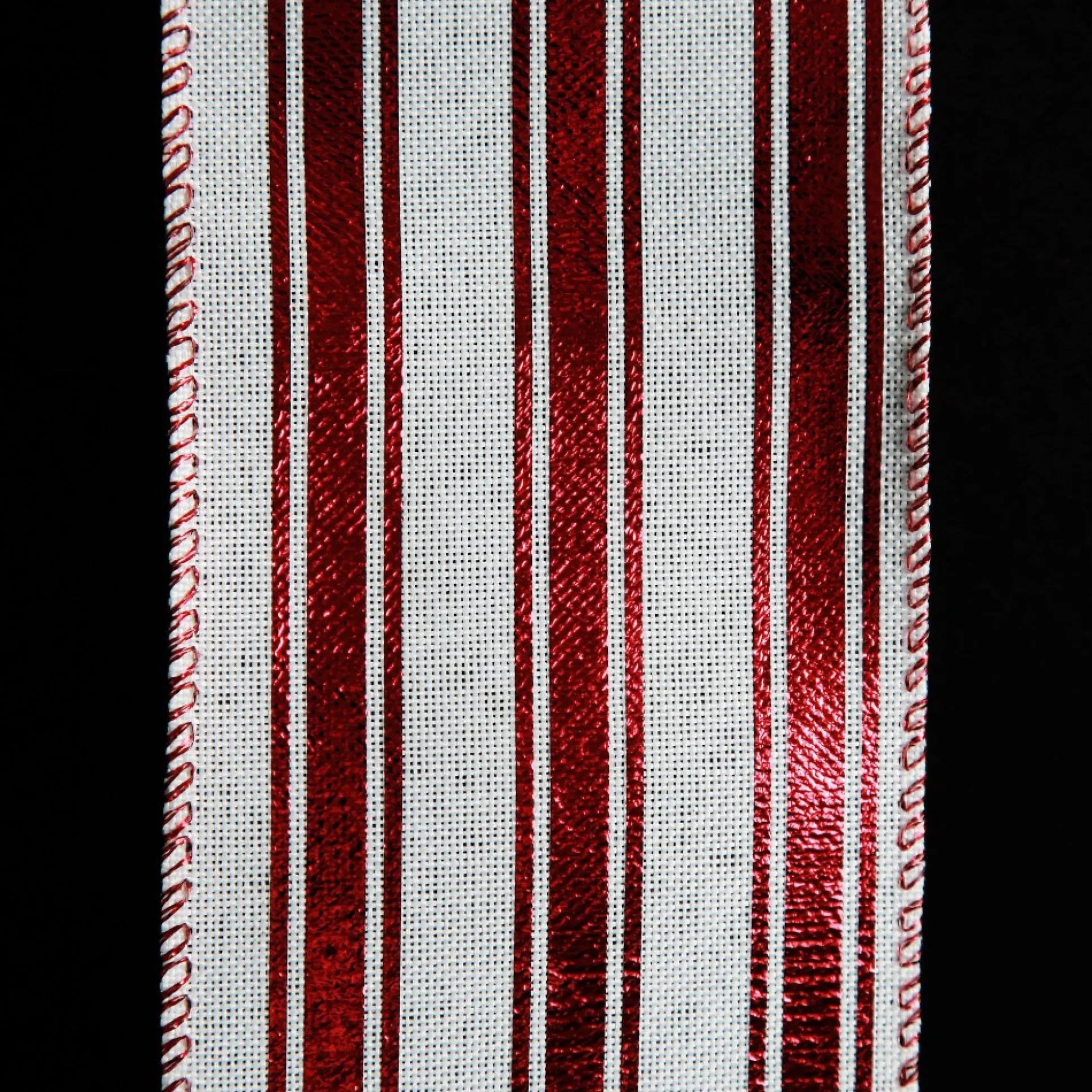 Red and White Striped Wired Christmas Ribbon Ribbons|