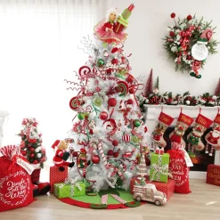 Red and White Velvet Candy Cane Pick Christmas Tree Picks|