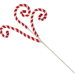 Red and White Velvet Candy Cane Pick Christmas Tree Picks|