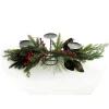 Red Berry Mixed Leaf Christmas Table Centrepiece Candle Holder Christmas Table Centrepieces|