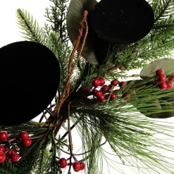 Red Berry Mixed Leaf Christmas Table Centrepiece Candle Holder Christmas Table Centrepieces|