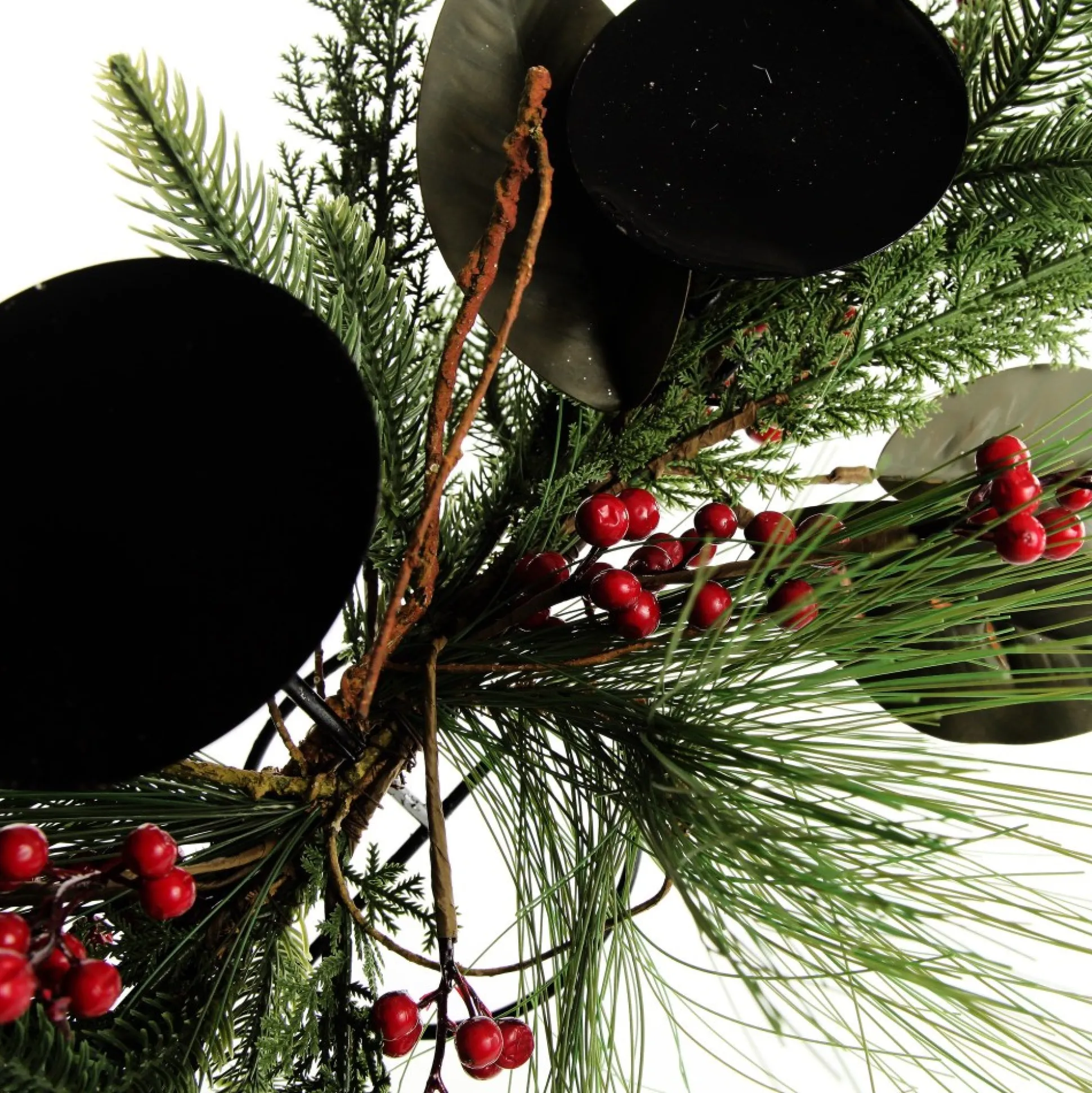 Red Berry Mixed Leaf Christmas Table Centrepiece Candle Holder Christmas Table Centrepieces|