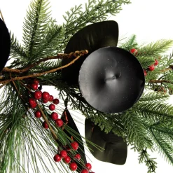 Red Berry Mixed Leaf Christmas Table Centrepiece Candle Holder Christmas Table Centrepieces|
