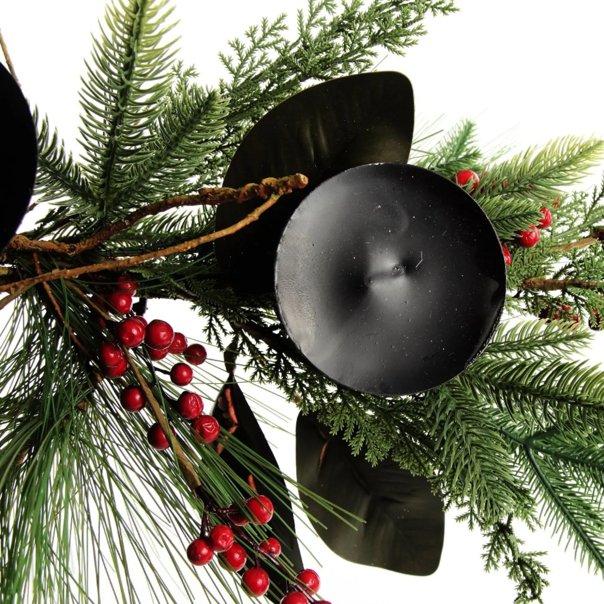 Red Berry Mixed Leaf Christmas Table Centrepiece Candle Holder Christmas Table Centrepieces|