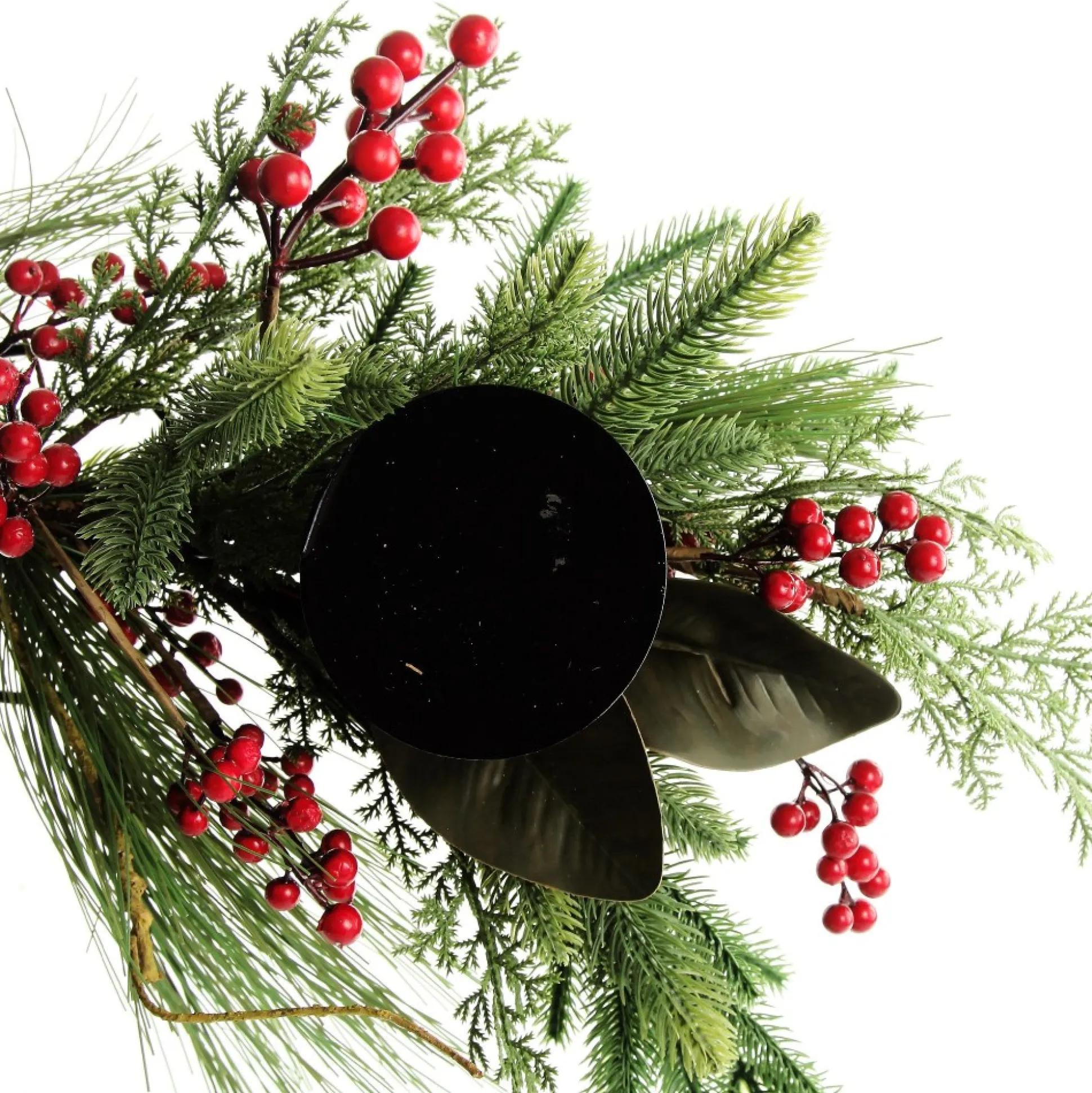Red Berry Mixed Leaf Christmas Table Centrepiece Candle Holder Christmas Table Centrepieces|