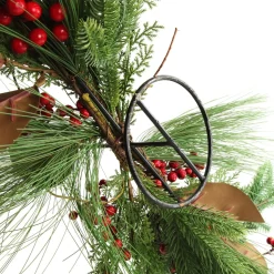 Red Berry Mixed Leaf Christmas Table Centrepiece Candle Holder Christmas Table Centrepieces|