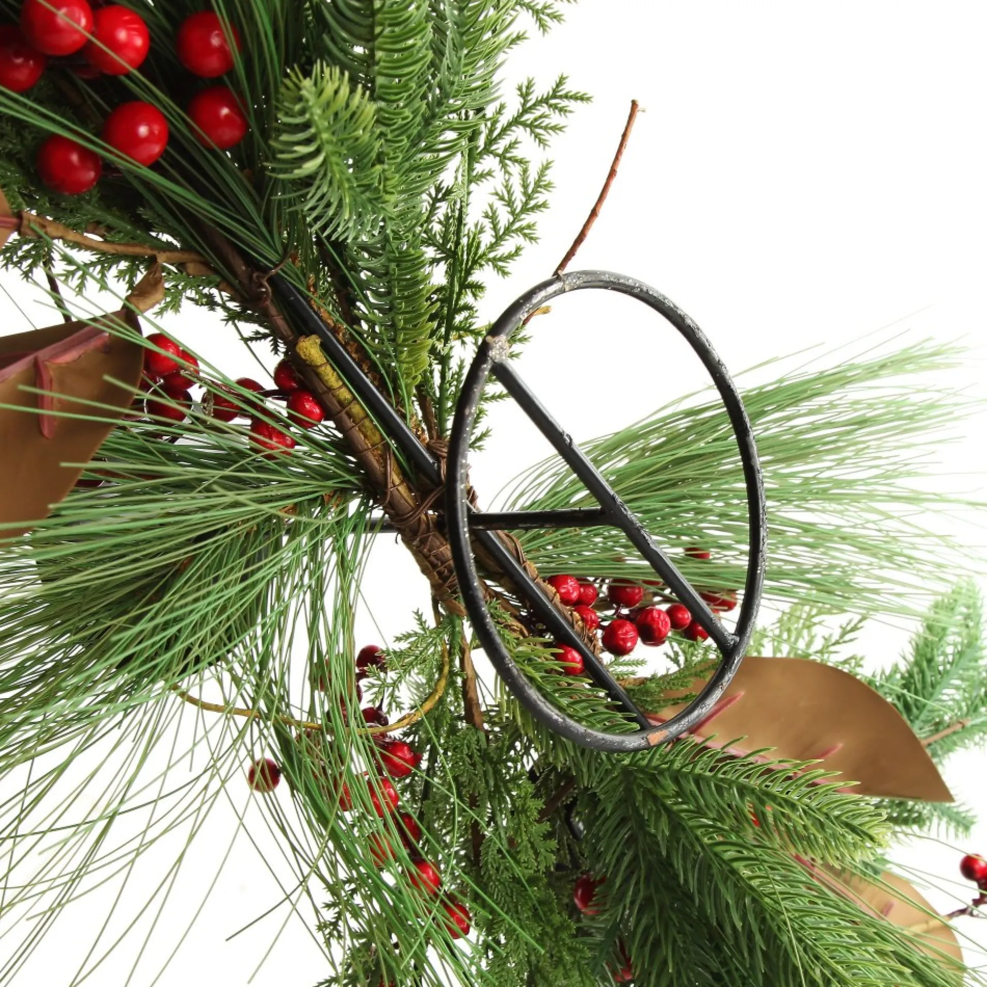 Red Berry Mixed Leaf Christmas Table Centrepiece Candle Holder Christmas Table Centrepieces|