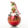 Red Boy Elf Christmas Character Bauble Personalised Baubles|