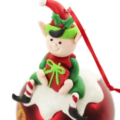 Red Boy Elf Christmas Character Bauble Personalised Baubles|
