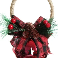 Red Christmas Bell Door Hanger with Red Buffalo Check Bow Christmas Bells And Bows|