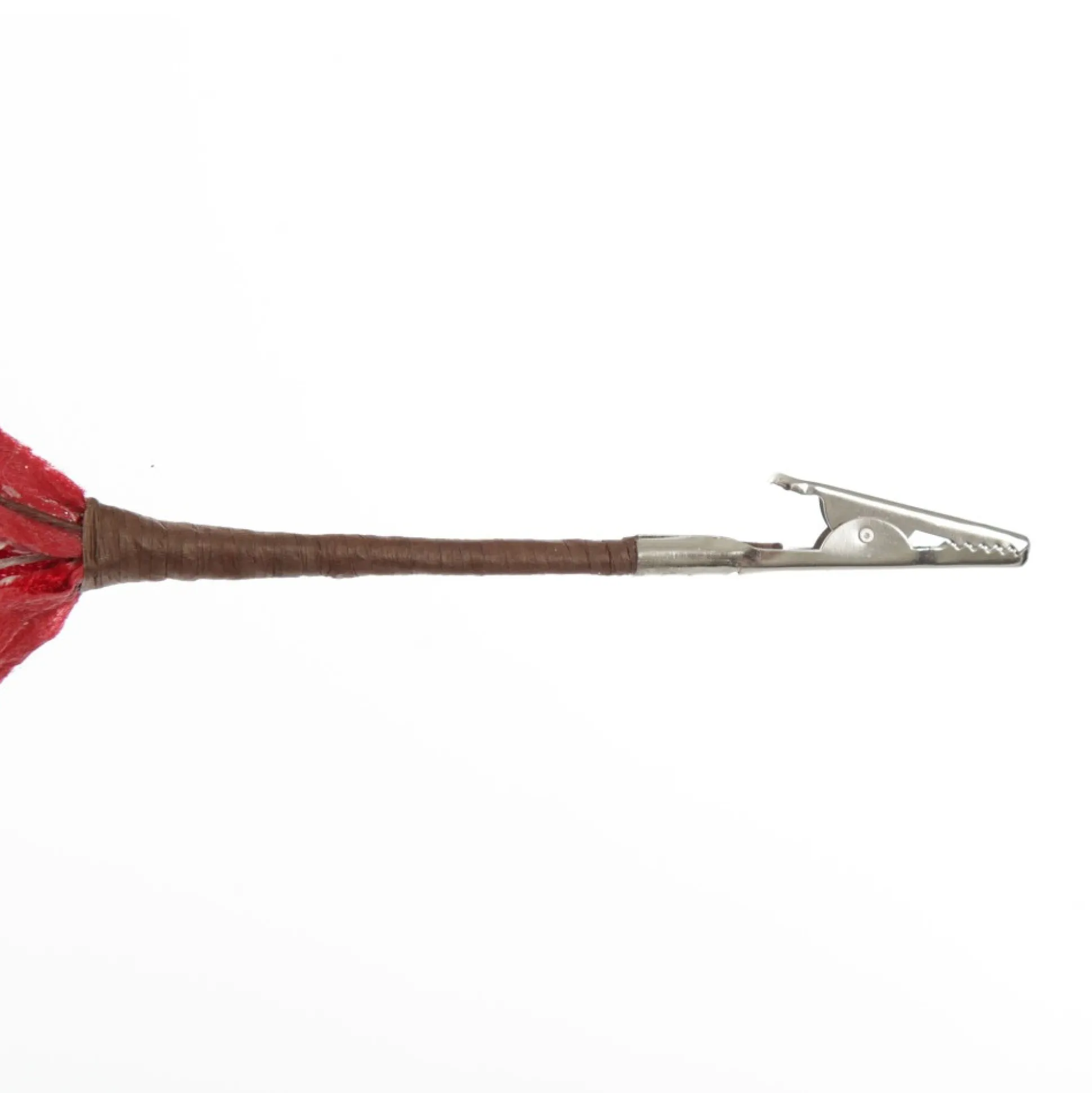 Red Christmas Holly Leaf Clip with Twine Trim Christmas Flowers|