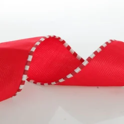 Red Christmas Ribbon Garland with Piped Striped Edge Tree Garlands|