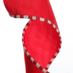 Red Christmas Ribbon Garland with Piped Striped Edge Tree Garlands|