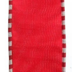 Red Christmas Ribbon Garland with Piped Striped Edge Tree Garlands|