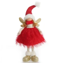 Red Dress Fabric Standing Angel Christmas Angels|