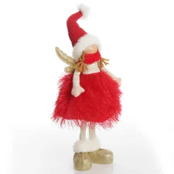 Red Dress Fabric Standing Angel Christmas Angels|