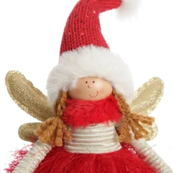 Red Dress Fabric Standing Angel Christmas Angels|