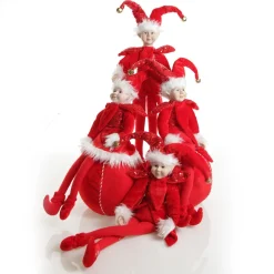 Red Elf on Bauble Christmas Ornament Christmas Elves And Fairies|