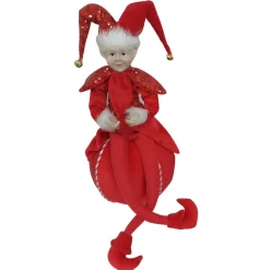 Red Elf on Bauble Christmas Ornament Christmas Elves And Fairies|