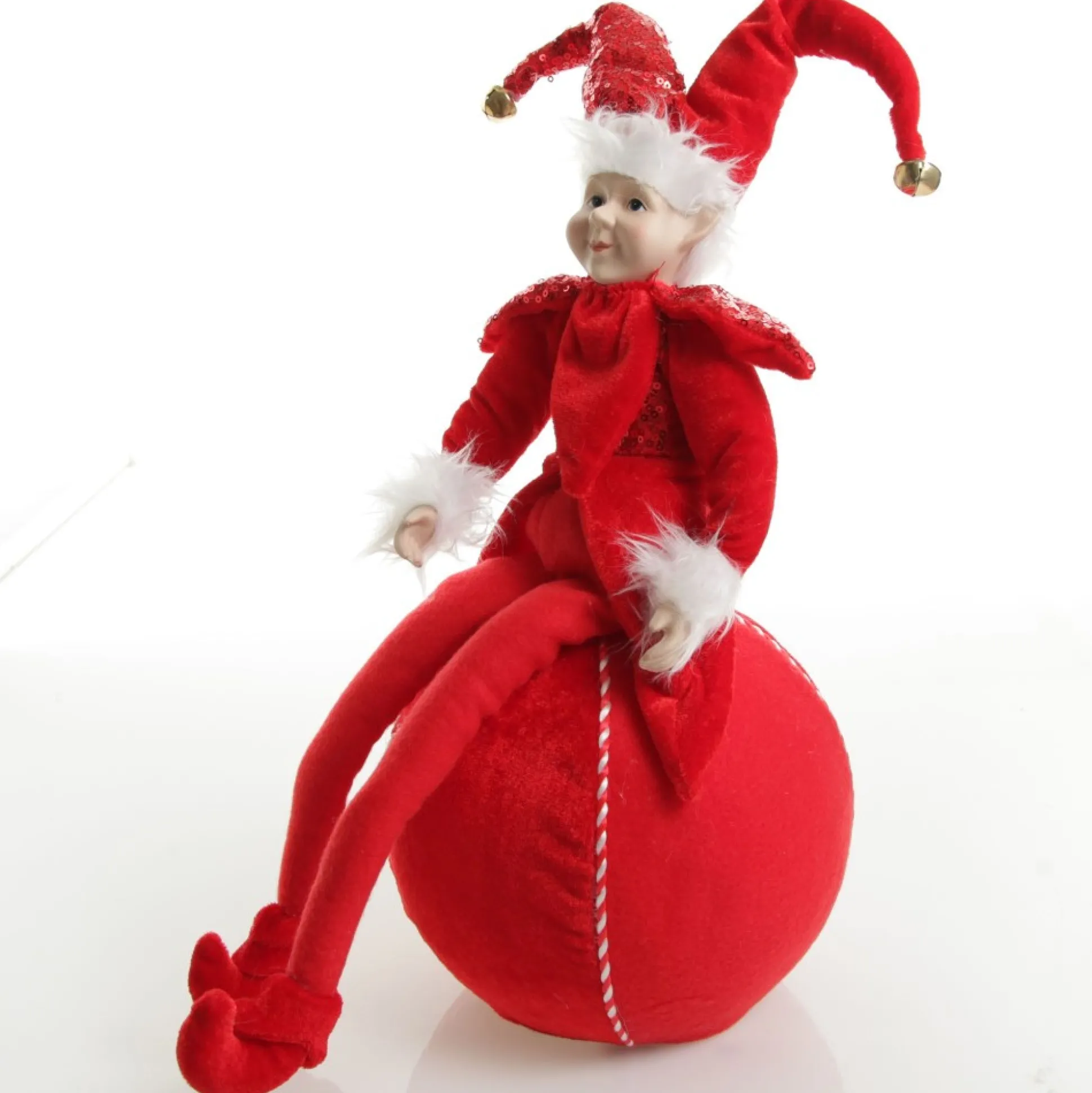 Red Elf on Bauble Christmas Ornament Christmas Elves And Fairies|