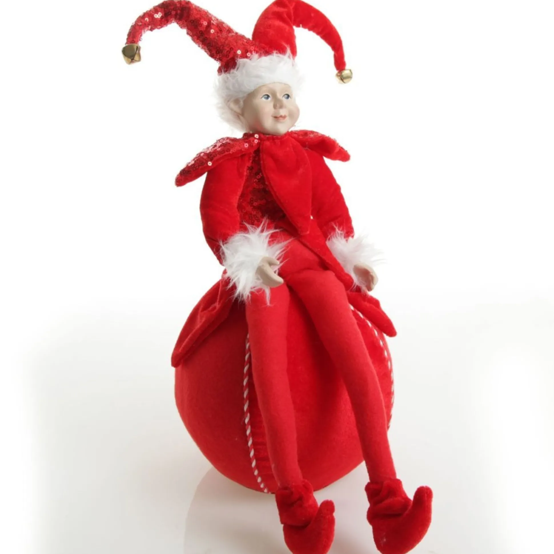 Red Elf on Bauble Christmas Ornament Christmas Elves And Fairies|