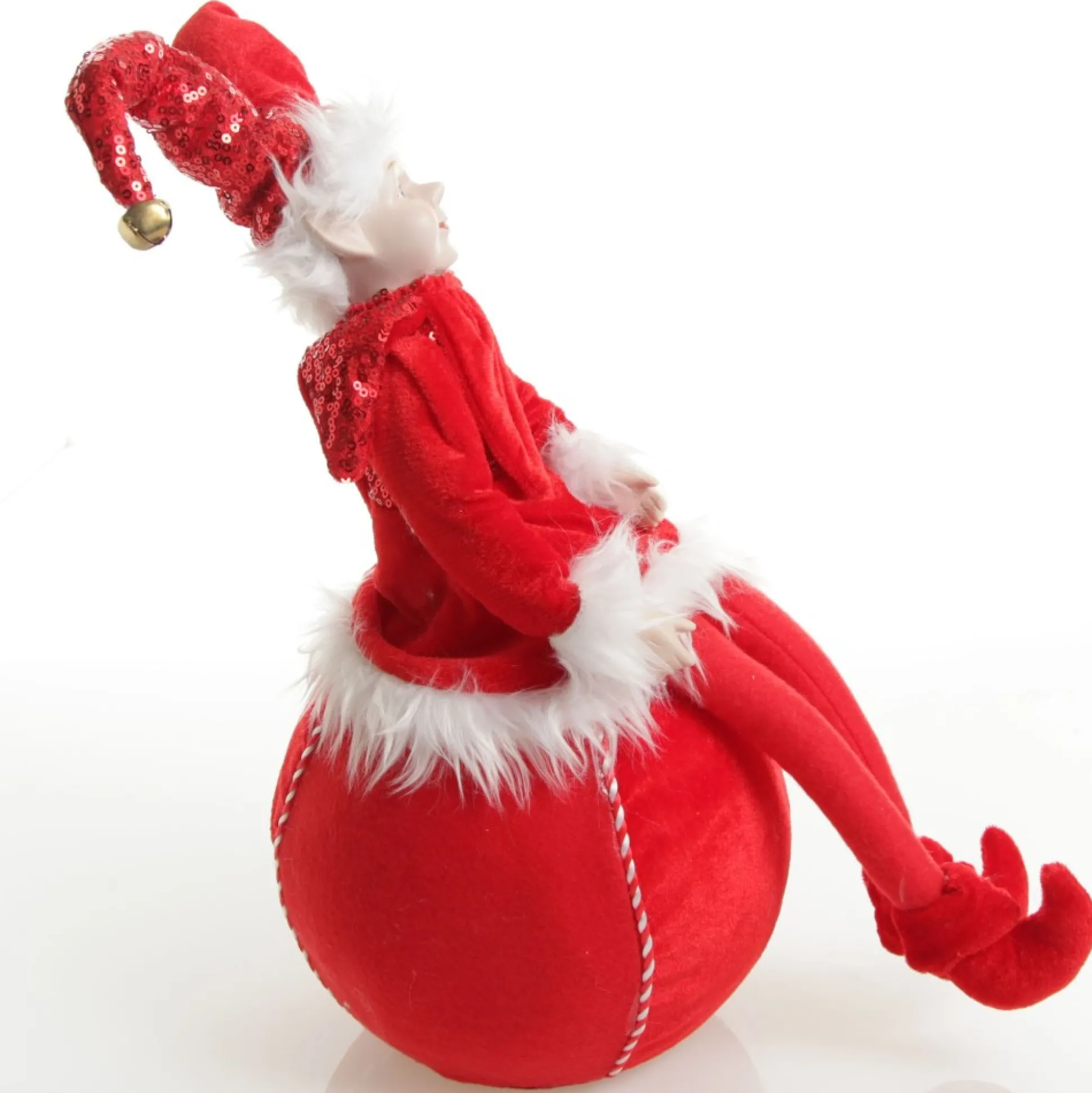 Red Elf on Bauble Christmas Ornament Christmas Elves And Fairies|