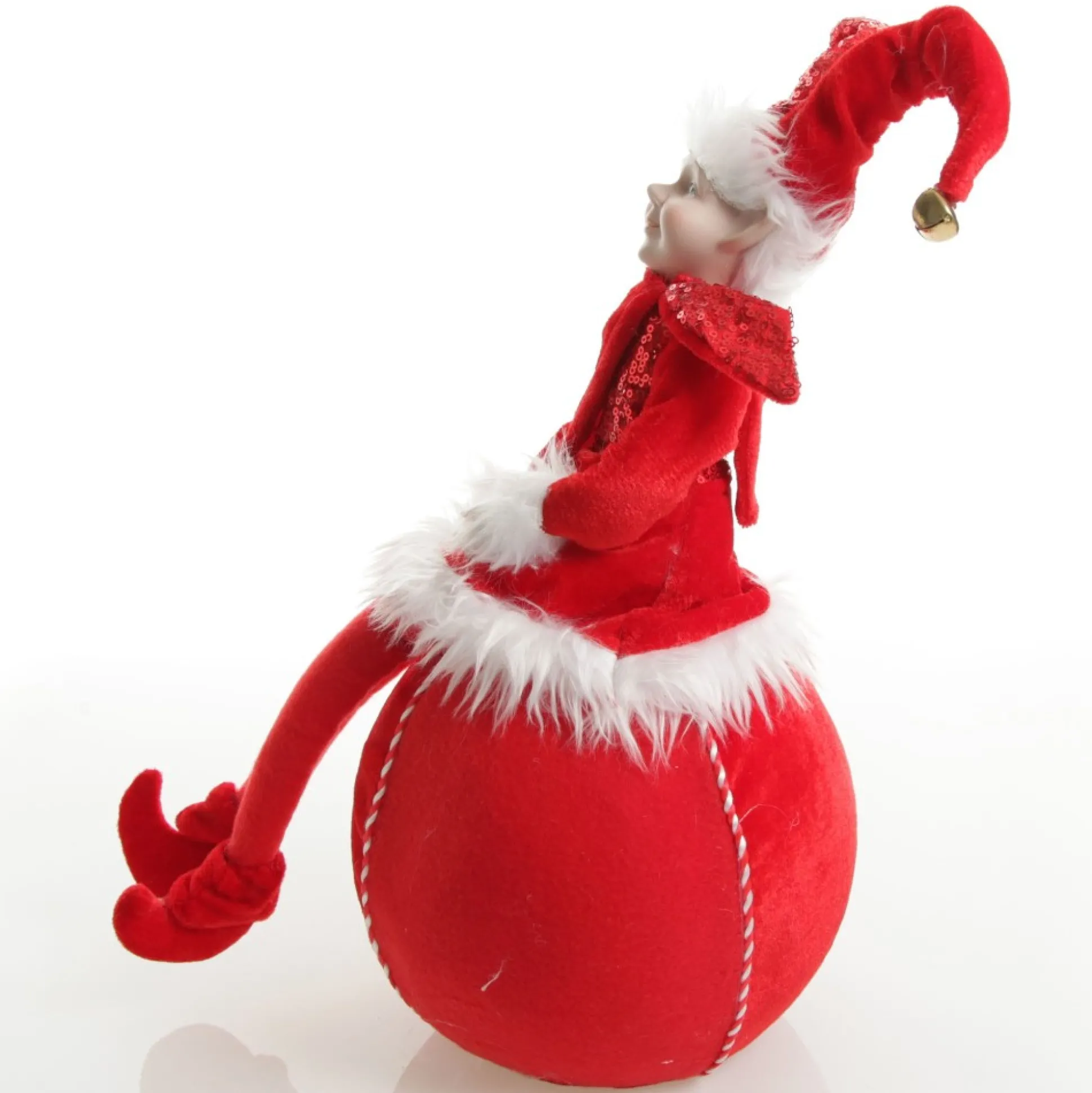 Red Elf on Bauble Christmas Ornament Christmas Elves And Fairies|