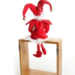 Red Elf Sitting Christmas Ornament Christmas Elves And Fairies|