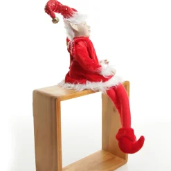 Red Elf Sitting Christmas Ornament Christmas Elves And Fairies|