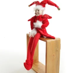 Red Elf Sitting Christmas Ornament Christmas Elves And Fairies|